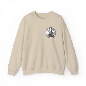 Skip Rocks Fish Crewneck Sweatshirt — Vintage Guitar Patch Design