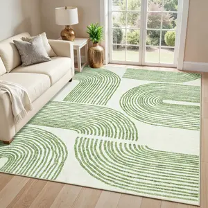 Modern Printed Carpet Washable Area Rug Soft Non-slip Geometric Line Carpet Low Pile Foldable Interior Decorative Carpet for Bedroom Dining Room Office Laundry Room Corridor