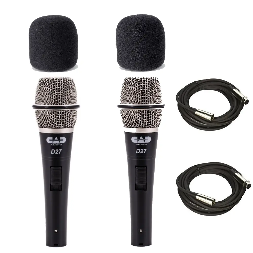 2x CADLive D27 SuperCardioid Dynamic Handheld Microphone + 2x Foam Covers + XLRs