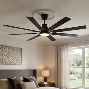 [NEW PRODUCT - FLASH SALE] Garvee Modern 72" Ceiling Fan in Ultra-Quiet 6-Speed Reversible with Dimmable 3-Color LED Light, Remote & App Control and 8 Plywood Blades for Living Rooms, Bedrooms and Garages, Black