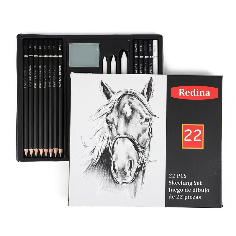19-22PCS-Drawing Support Sketch, outline, shading, smear, highlight, erase, sharpen. Increase the realism and layering of the painting. Perfect for beginners, art students, sketchers, teachers, teens, professional and amateurs artists.