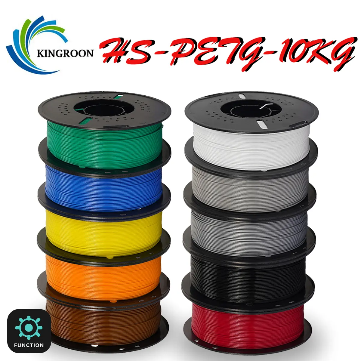 KINGROON 10KG High-Speed PETG 3D Printing Filament (1.75mm, +/-0.03mm Precision), Tangle-Free, High-Flow, Strong, Durable for Functional Parts, Compatible with AnkerMake M5, Print-Ready
