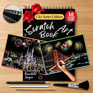 Colorful City Series Scratch Art Book for Adults Foil Engraving Scratch Painting Super Fun Handmade Craft Decorations Colorful City Landscape Speical DIY Creative Gift for Birthday Christmas Holiday Gift Mothers Day Gift Ideas