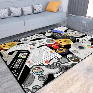 Game Rug Teen Boys Carpet with Game Controller Decoration, 3D Gaming Rugs for Boy’s Bedroom Living Room Playroom, Non-Slip Gamer Carpet Children Gaming Area Rugs