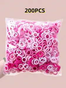 Girls' Colorful Nylon Headbands, 200pcs/100pcs Elastic Hair Ties, Ideal for Students & Daily Wear, Perfect for Parties, Hair Accessories Sets