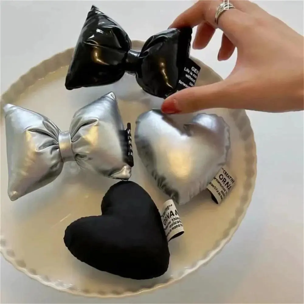 3D Silver Bowknot Heart Cotton-Filled PopSocket Grip & Mount (b01-b02) - Korean Cute Universal-Fit Phone Holder, Mobile Accessory for iPhone Users Smartphone Cellphone