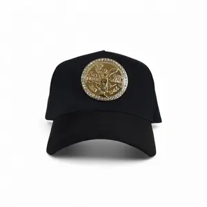Centenario Gold Plated Pin with Crystals Suede Brim Soft Cotton Crown Luxurious Silk Lining Adjustable Snapback Hat