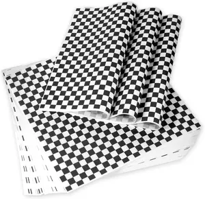 100pcs Deli Paper Sheets 12x12", Premium Food Basket Liners, Grease Resistant Wax Paper Sheets for Food, Classic Checkered Sandwich Wrapping Paper (Black & White Checkered)