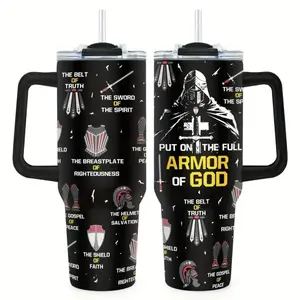 [Collection] 40oz/ 20oz Armor of God Insulated Tumbler with Handle and Straw, Double Wall Vacuum Insulated Travel Mug, Trendy Collector Drinkware