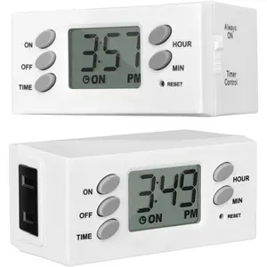 SQ-PNC001 24 Hour Outlet Timer, 125V 15A 1000W Timers for Electrical Outlets, 1 Polarized Outlet, Digital Light Timer for Christmas Decor, Lamp, Fan, Aquarium, 1/2 HP, 2 Pack, UL Listed