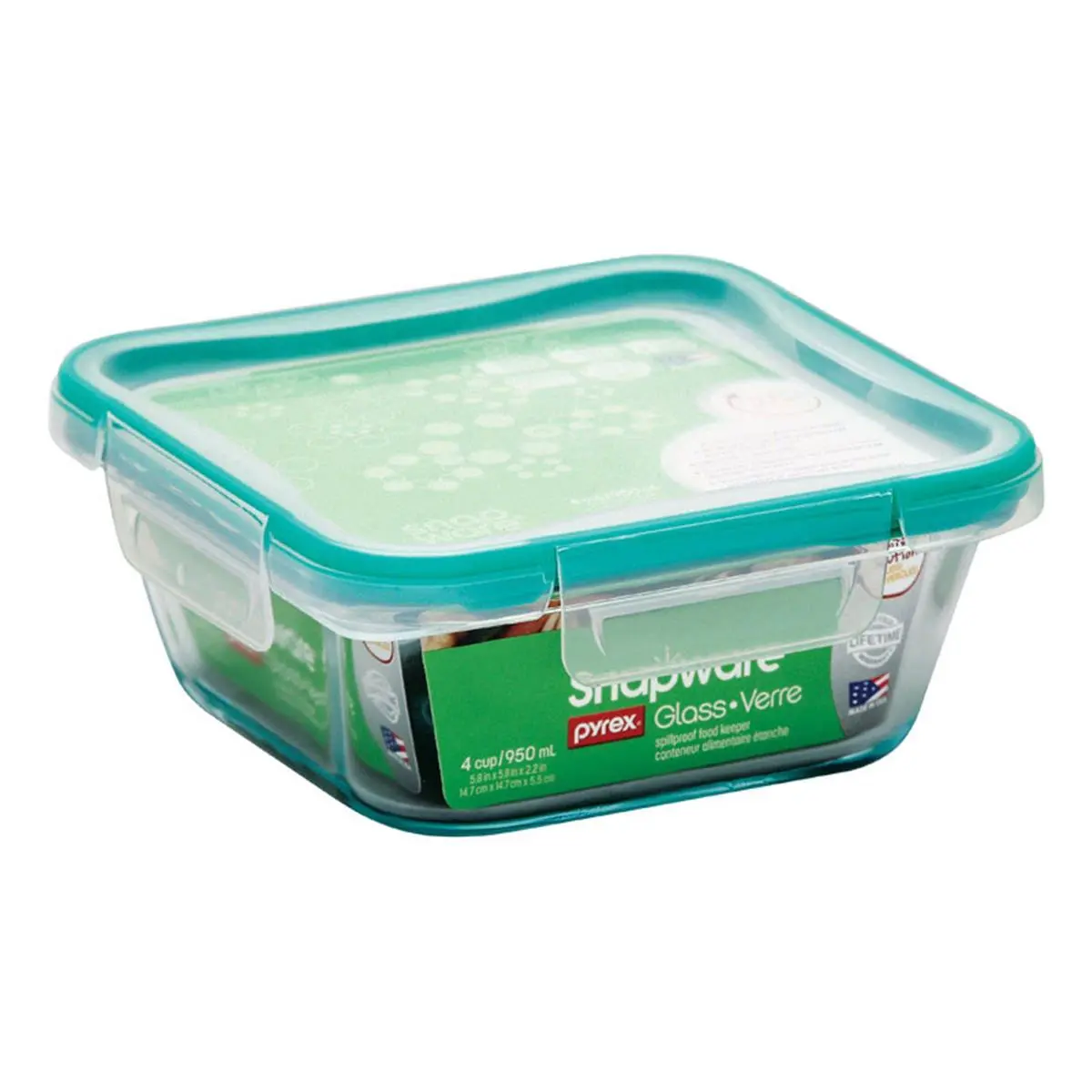 World Kitchen Revere 1109304 Snapware Airtight Plastic Square Containers with Lids, 4-Cup Capacity, Pack of 4