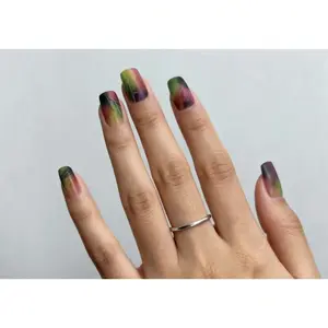 2025 Hot Item "24 Pieces Rainbow Glass Wearable Nails"| Gradient Nails with Highlight, Eye-catching Color Block Gradient + Fine Glitter Texture for Autumn and Winter Outfits, Sweet Cool Party Essential Fingertip Aesthetics