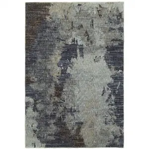 212 MAIN Navy Abstract Print 8x10 ft. Rectangle Area Rug - Contemporary, Power-Loomed, Stain-Proof, Indoor-Use Rug