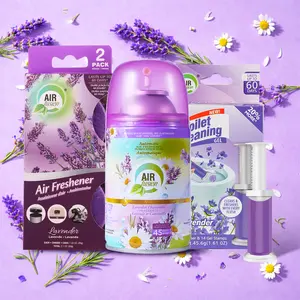Air Fusion Lavender Calm Bathroom Odor Control Set, Spray, Toilet Gel Stamp & Gel Air Freshener, 3-Piece, 1 Pack