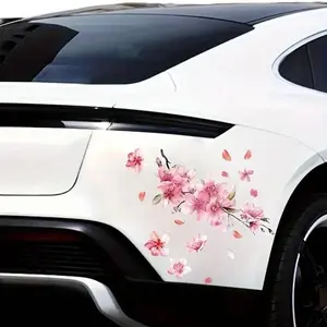 Reflective Sakura Car Sticker, Car Decals, Sticker For Cars, Waterproof PVC Decal for Atv & Motorcycle, Cartoon Style Wall Stickers, Durable and Stylish Decoration, Vehicle Exterior Decoration