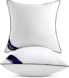 16"x16" Pillow Inserts Set of 2 Square Throw 16 Pillows with  Cotton Cover for Sofa, Couch, and Bed - White