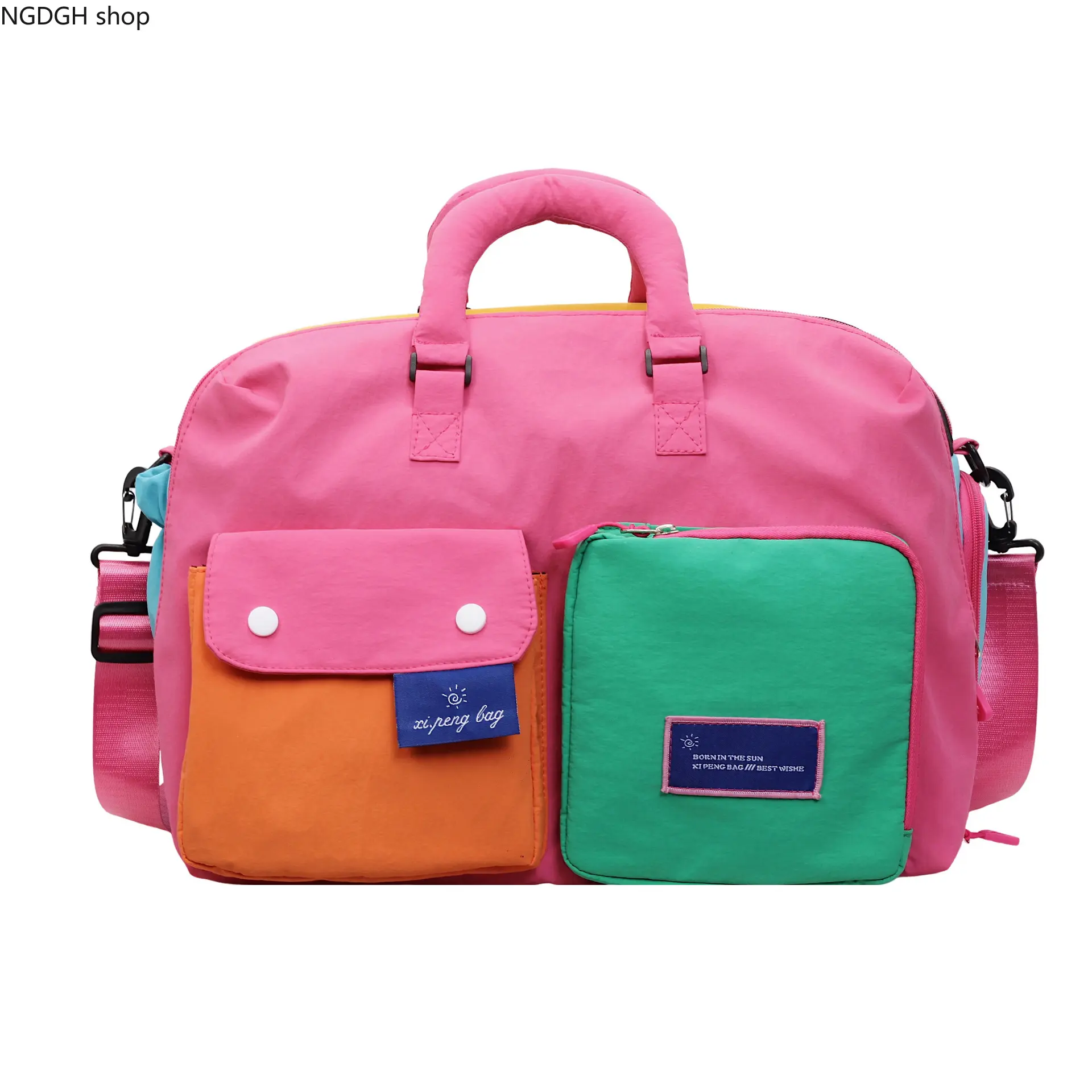 Colorful Block Weekender Duffle Bag, Colorblock Foldable Fabric Bag, Multifunctional Portable Bag, Large Capacity, Dry/wet Separation, Casual Style, All Seasons, Student Backpack, Travel Bags
