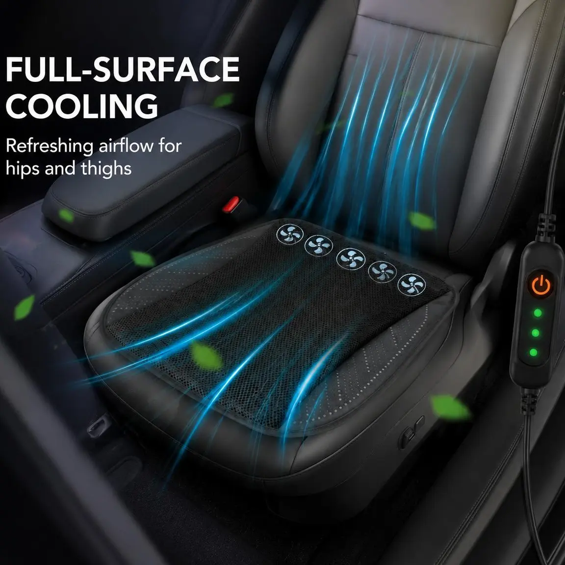 5-Fan Ventilated Car Seat Cushion - Breathable Invisible Fan Cooling Pad, Adjustable Cooler for Driving on Hot Days,USB, 2026 NEW Car Seat Accessories