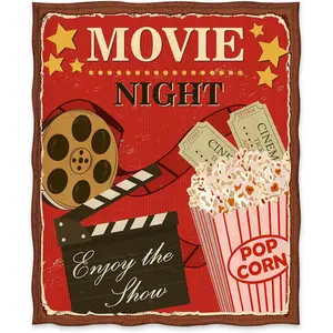 Movie Clapboard Gifts Throw Blanket, Theater Home Film Cinema Decor Popcorn Gifts for Women Men Movie Lover Adult Boy Girl Director Acting Gift