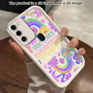 Silicone Phone Case suitable for Samsung Galaxy F54 F42 F41 F23 F16 F15 F14 F12 F06 F05 F04 F02S 4G 5G NOTE20 ULTRA J8 J7 Prime J4 J6 PLUS 2018 Floral Rainbow Groove2D Pattern Full Body Protection Soft Cover Cellphone Protective Casing
