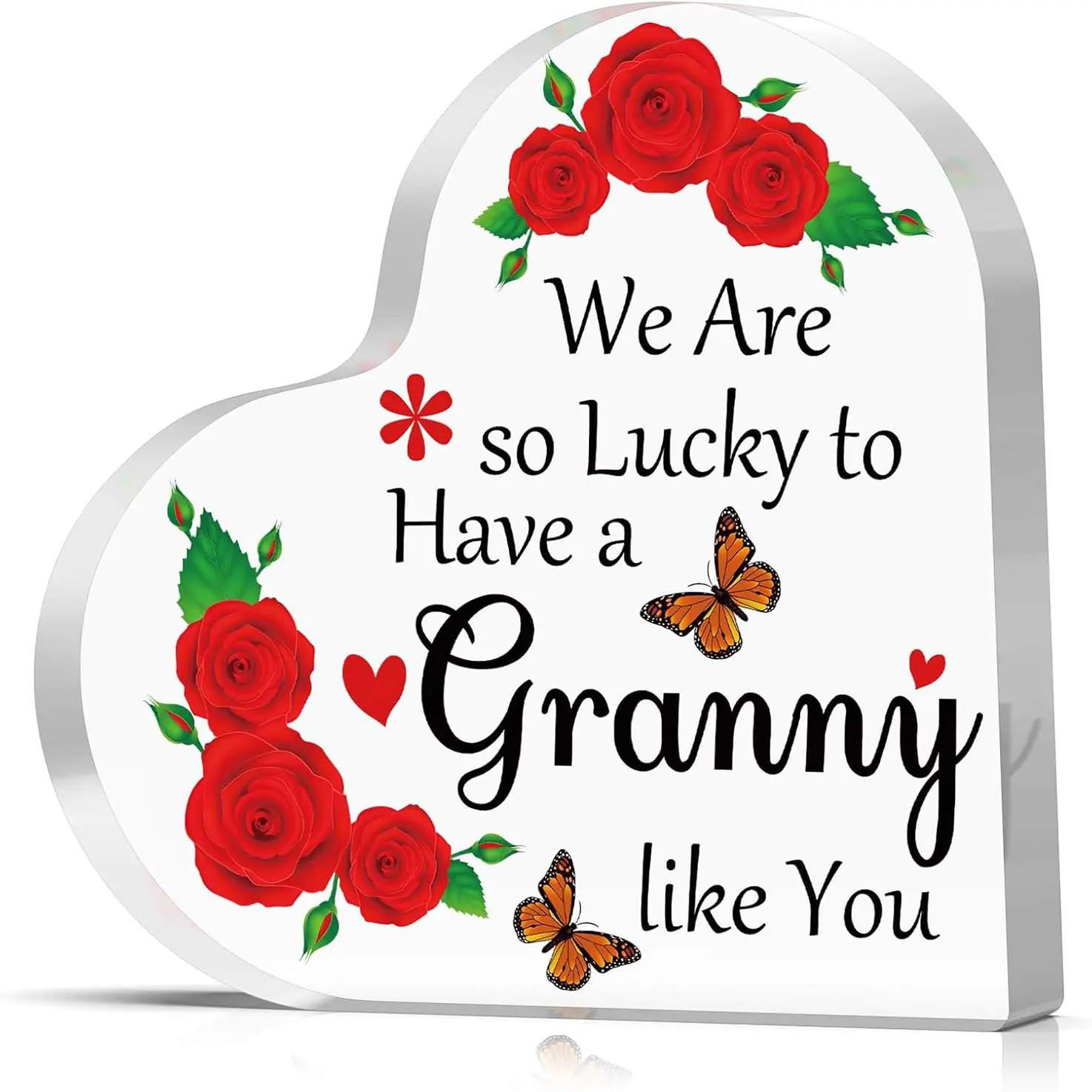 Granny Birthday Gifts from Grandkids to My Granny Acrylic Heart Sign Grandma Gifts for Mother's Day Christmas Valentines Gift for Grannys Grandma Grandmother from Grandchildren Acrylic Plaque Sign Acrylic Desktop Sign Acrylic Home Desk Decor