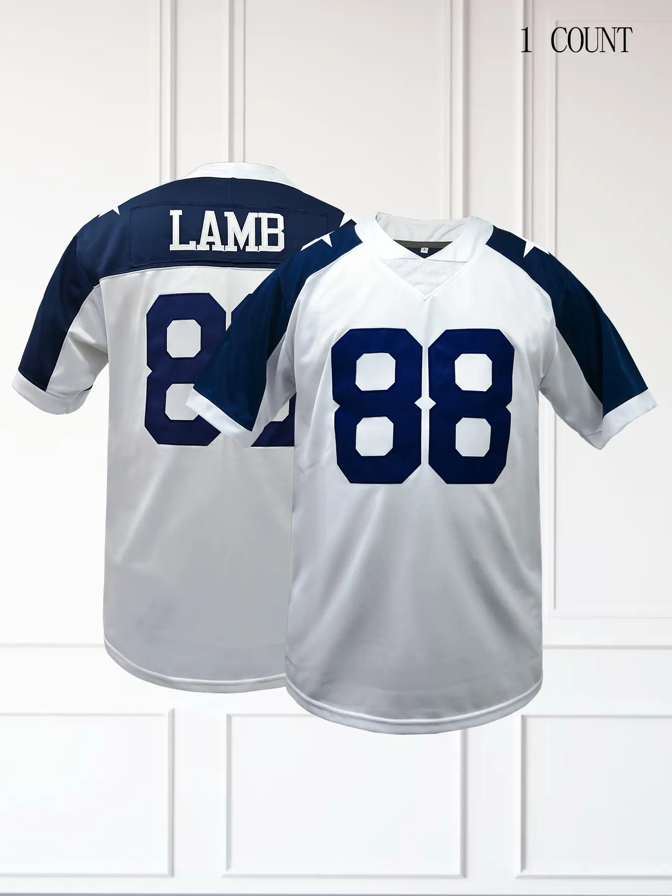Men's Embroidered American Football Stylish Lightweight Jersey Shirts, Embroidery Sportswear V-Neck Breathable Athletic Top Short Sleeved T-Shirt Perfect for Party Game,Training, Competition,Sports Top Sports Clothing