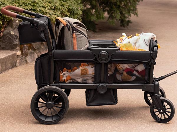 HARPPA Baby Stroller Wagon, All-Terrain Wagon Stroller for 2 with Canopy, Foldable 2 Kids Stroller, Wagon for Outdoor & Beach, Adjustable Handlebar, Parent Organizer, Travel System