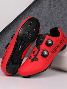 Unisex Cycling Shoes, PU Leather Sporty Design, Quick Lock Buckles, Breathable Pores, Ideal for Commuting & Outdoor Rides