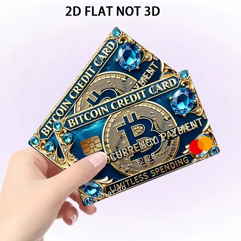 Bitcoin Credit Card Skin, Crypto Bitcoin Debit Card Sticker, Blue Gold Luxury Design, Waterproof