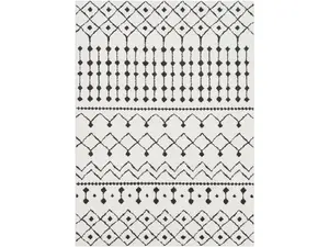 Livabliss MCS2309-5373 5 ft. 3 in. x 7 ft. 3 in. Moroccan Shag Rectangle Machine Made Bohemian & Global Area Rug, Black, Charcoal & White