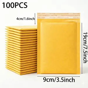 50/100 Pack 3.5 x 7.5 Inch Kraft Bubble Mailers, Self-Seal Padded Envelopes, Tear-Proof Cushioned Shipping Bags for Small Business, Jewelry and Small Items