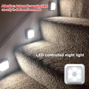 [Only Lights Up in the Darkness]1pc LED Motion Sensor Step Light, Automatic Light, Cordless LED Night Light, Battery Operated, for Indoor Use, Hallway, Stairway, Closet, Kitchen, Under Cabinet Lighting（not include battery）