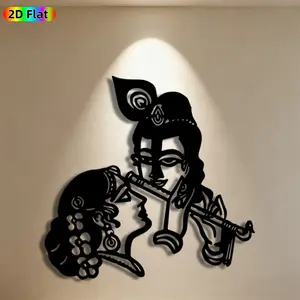1pc Krishna & Radha Metal Wall Art,Krishna & Radha Statue Mural, Ideal Gift for Diwali, Holi, Hindu Culture Enthusiasts, Rust-Resistant Metal Wall Decor Wall Sculptures, Perfect for Temple Wall & Garden Fence Hindu Devotees