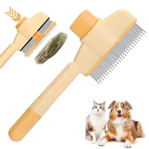 Rotatable Flea Comb for Cats Dogs Kittens Rabbit Self Cleaning Pet Grooming Brush Fine Tooth for Shedding Detangling Short Long Hair Removal Tool