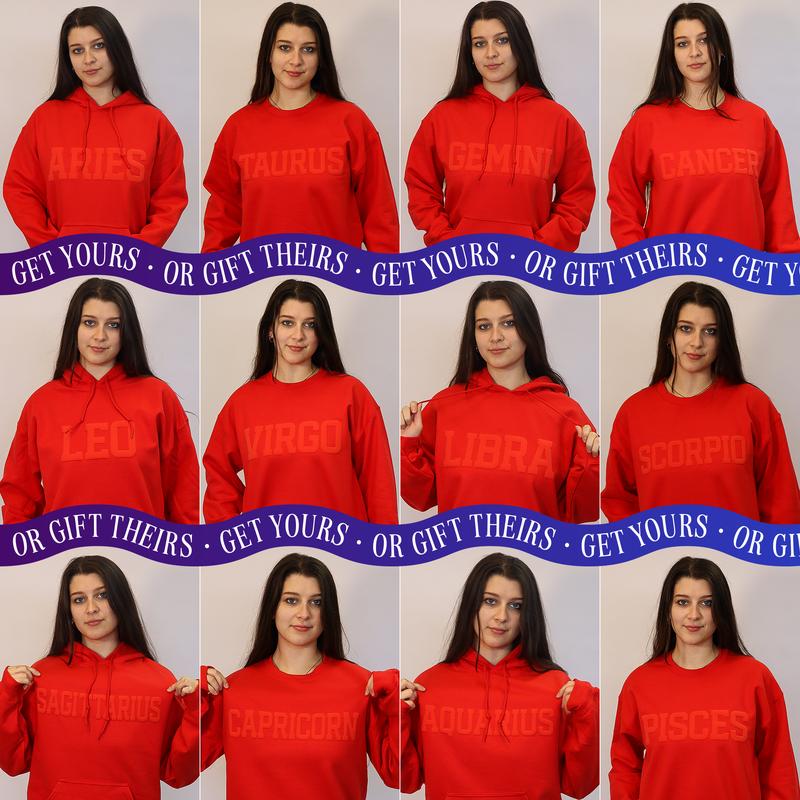 Hoodie:  Zodiac Puff Print Top Unisex Top, Pick Your Color!