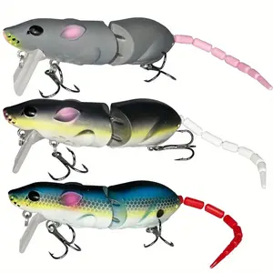 Artificial Fishing Lure (3 Counts/Box), Water Surface Fishing Lure, Swimbait Rat Fishing Bait, Fishing Accessories For Outdoor Fishing