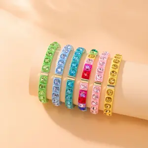 New Rainbow Color Dopamine Beautiful Enamel Stacked Women's Bracelet Beaded Bracelet Bangle Loose Beads Colorful Diamond Accessories Gift Box Packing