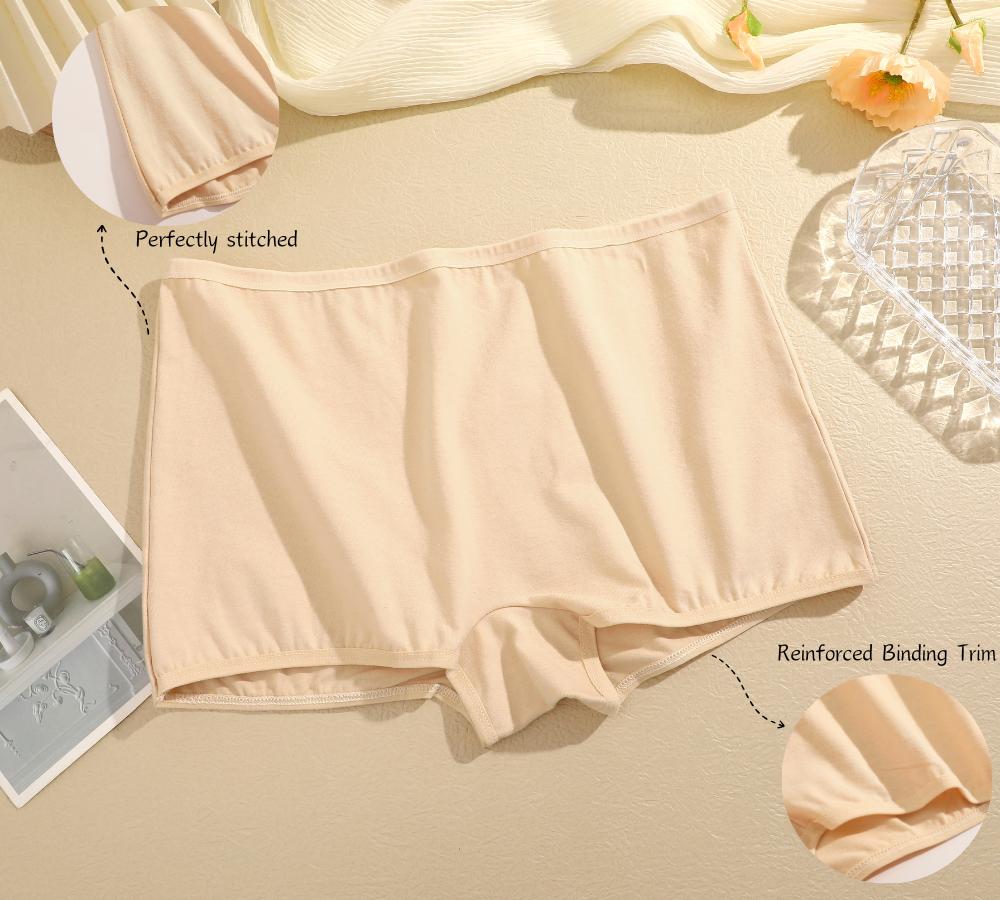 FINETOO 8Pcs Comfortable Form-Fitting Underwear Reinforced Edge Women's Underwear Womenswear Cotton Boxer Shorts Breathable Comfortable Soft Lightness