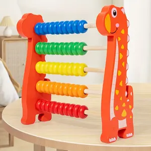 Dinosaur Rabbit Learning Math Abacus Suitable for Classroom 5 Stages Wooden Abacus Suitable for Children Boys and Girls Over Three Years Old Math Multicolor Beads Educational Counting Toys Preschool Math Teaching Tools Gifts