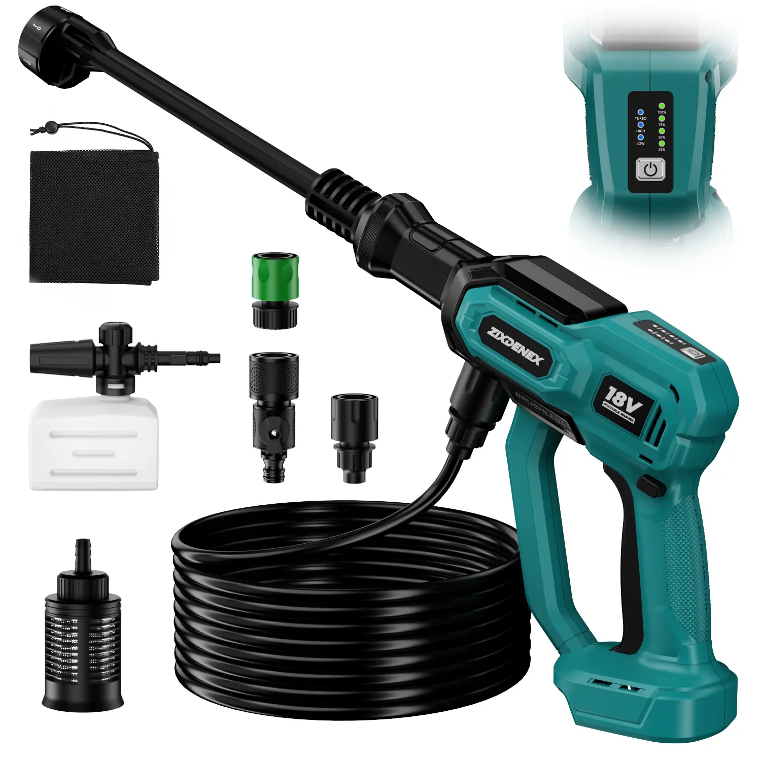 Cordless Portable Washer for Makita 18V Battery, 1000 PSI Portable Handheld Washer with Brushless Motor, 6-in-1 Nozzle, 3 Level Adjustable for Car Yard Fence Wall Clean (Battery Not Included)