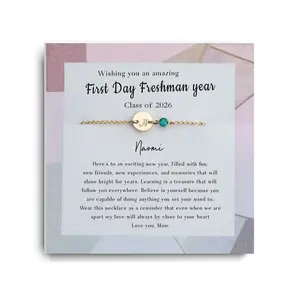 Freshman Year Custom Bracelet with Initial and Birthstone