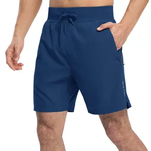 Gopune Men's Hiking Shorts 7" Lightweight Quick Dry Elastic Waist Outdoor Sports Workout Gym Shorts with Zipper Pockets