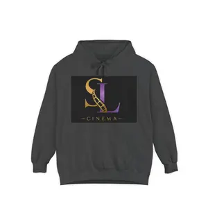 Cinema SL Logo Ribbed Garment Cotton Long-Sleeve Relaxed-Fit Sweatshirt - Stretch Fabric, Vintage Film Reel Graphic, Hemmed Casual Pullover Tops