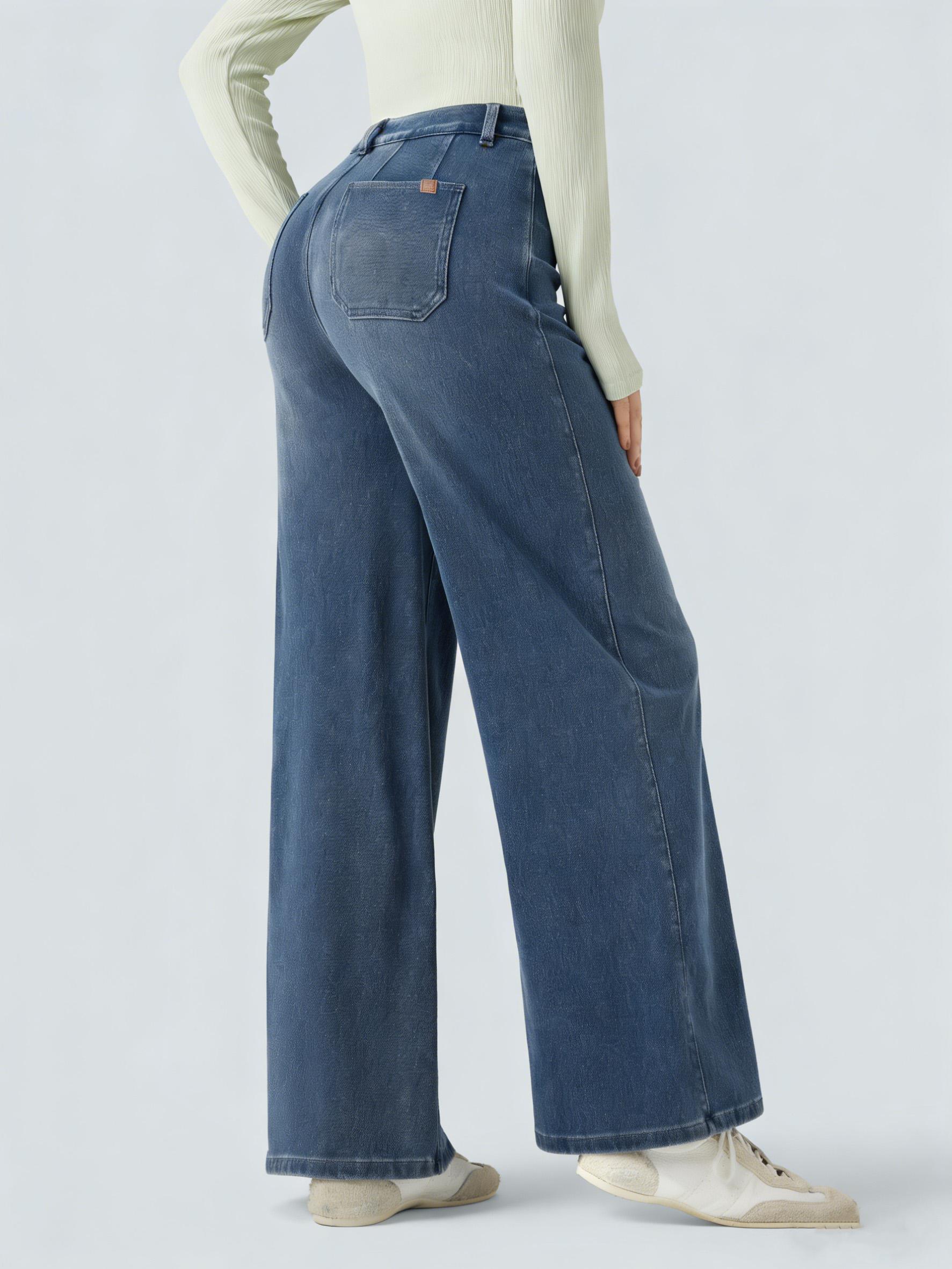 Women High Waisted Baggy Jeans Dark Wash Wide Leg Denim Pants Casual Everyday Streetwear for Women Viral Pantalones Mujer Catching Print Loose Fit mother jeans money loc low waisted High-Waisted Ripped Straight Cable Knit Two Tone Boho Fringe Overalls