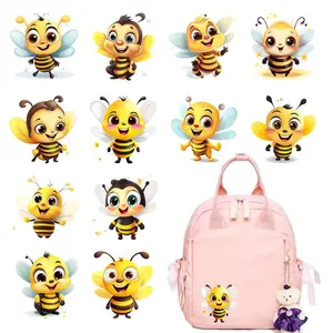 Cartoon Bee Pattern Sublimation Designs Print for Iron-on Heat Transfer Vinyl Bundle, Cute Animal Pattern Backpack Set, DIY Printing Supplies, Handcraft, Handmade Gifts