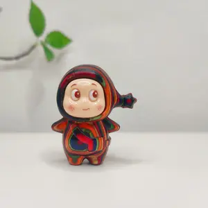 1pc Rainbow wood carved star figurine. Cute cartoon desktop decoration. Home small decorative item (painting texture may vary randomly)