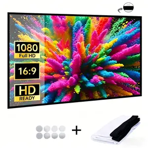 60-Inch Ultra HD 16:9 Portable Projector Screen, Foldable Home/outdoor Camping, Includes Storage Bag and Hanging Rope, High-Definition Projection Accessories