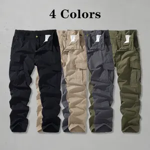 Men’s multi-pocket tactical cargo pants with elastic waistband and 6 pockets; lightweight outdoor work long pants with upgraded stitching—durable and tear-resistant; suitable for tactical training, camping, fishing, everyday commuting, and casual street s