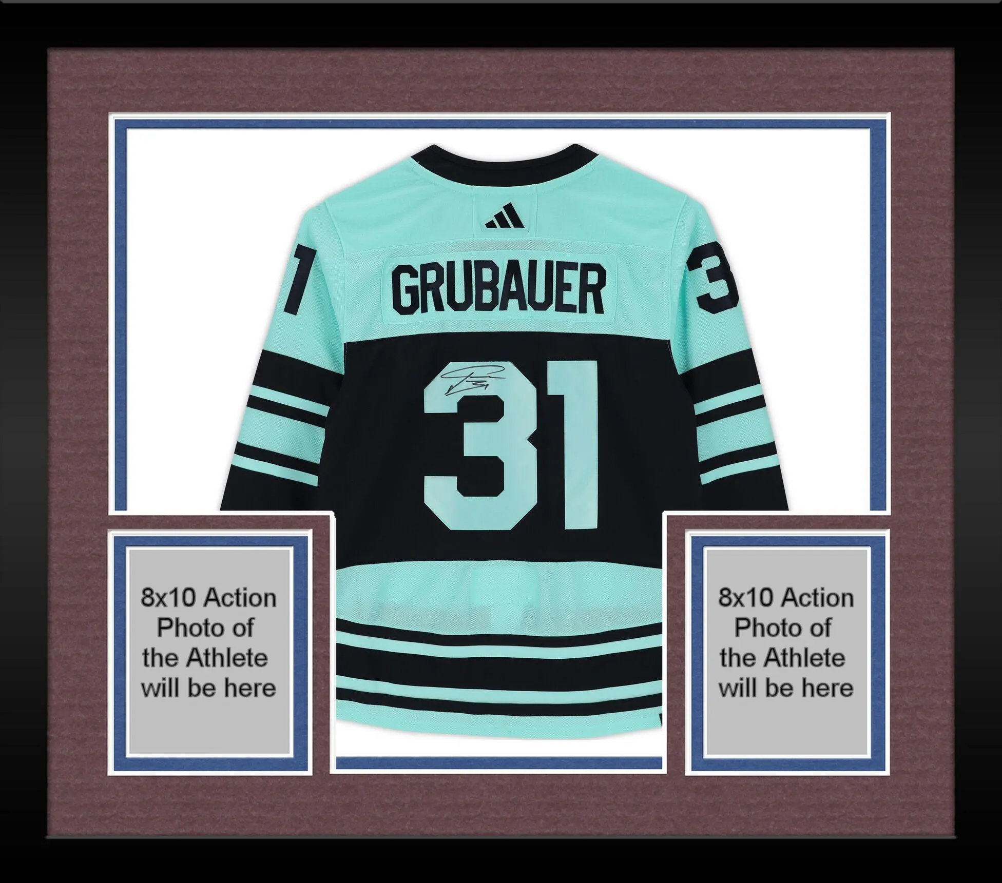 Framed Philipp Grubauer Seattle Kraken Autographed 2022-23 Reverse Retro Adidas Authentic Jersey - Fanatics Authentic Certified - NHL Memorabilia