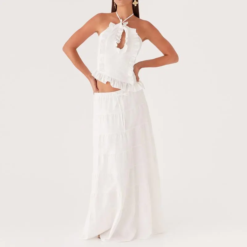 Women Halter neck top + Maxi Length A-Line Fit Elasticated Waistband For  evenings and chic, relaxed outings Dress - TikTok Shop